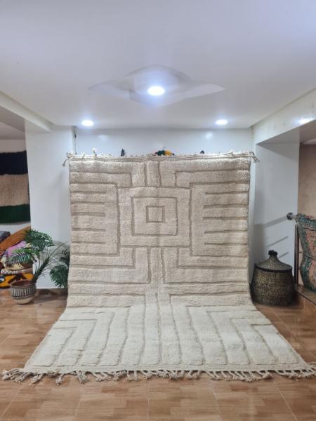 White Harzan handgemaakt wollen tapijt